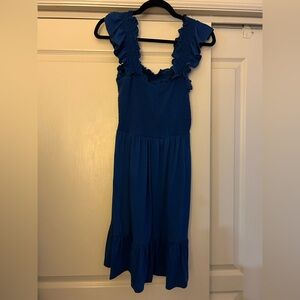 Navy Ruched Summer Dress